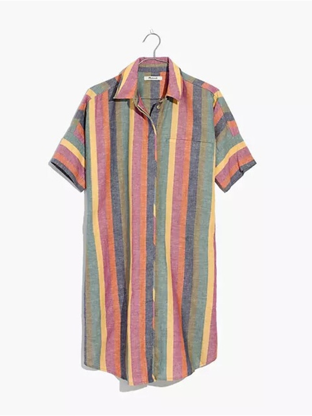 Madewell Courier Shirtdress in Rainbow Stripe Peacock Meadow Medium